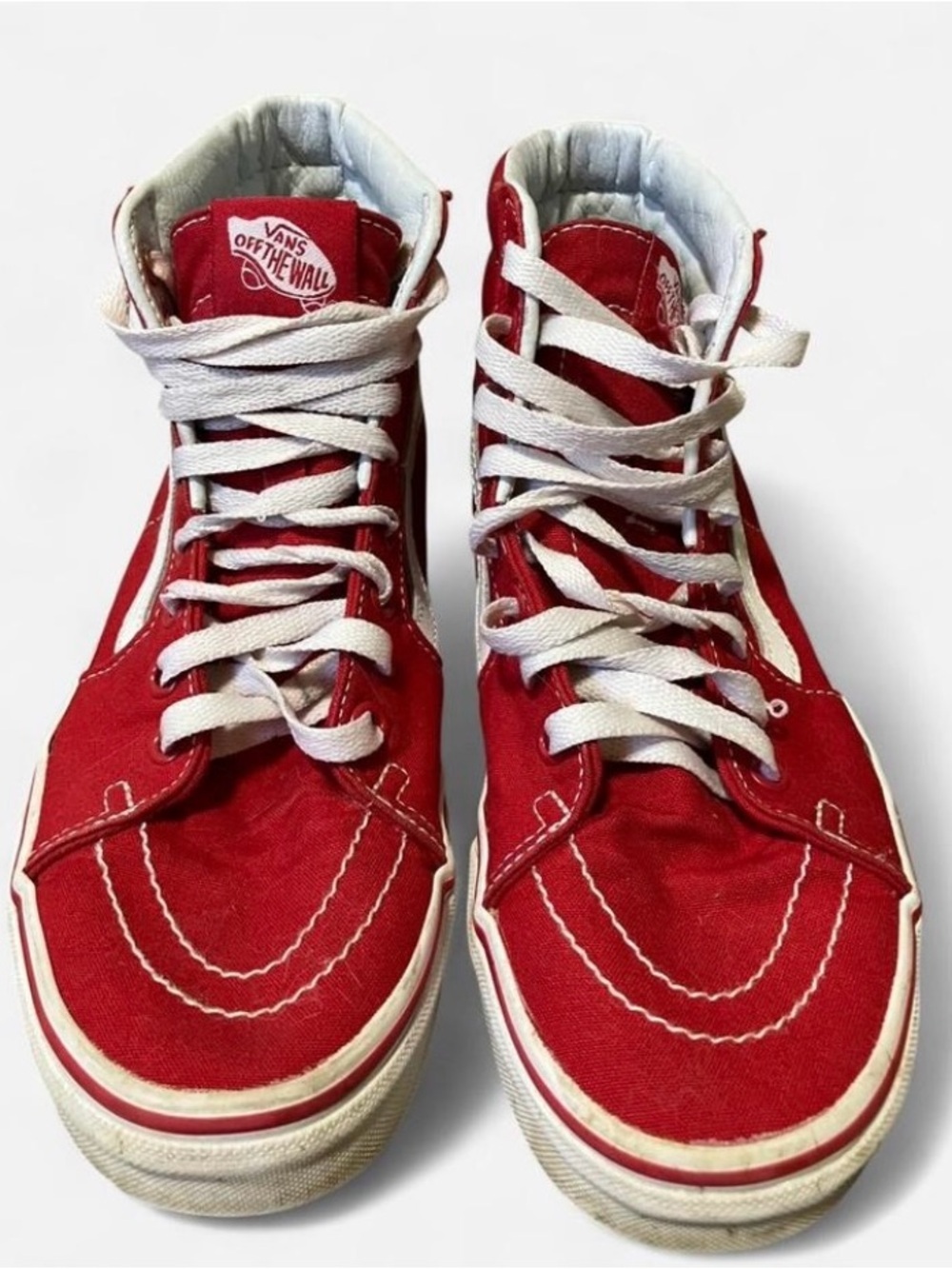 Vans Red and White High-Top Skate Sneakers Women’s Size 7.5 Men’s Size 6